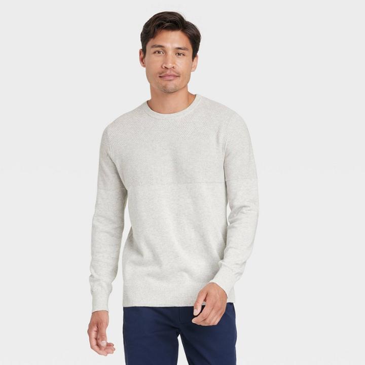 Men's Striped Crew Neck Pullover - Goodfellow & Co Cream