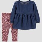 Carter's Just One You Baby Girls' Floral Top & Pants Set - Blue Newborn