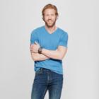 Men's Slim Fit Short Sleeve V-neck T-shirt - Goodfellow & Co Blue Beam