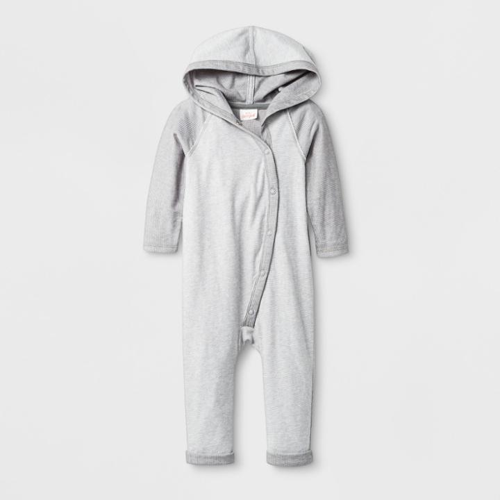 Baby Boys' Long Sleeve Hooded Romper - Cat & Jack Gray