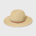 Girls' Crochet Staw Striped Hat - Art Class Off White