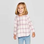Oshkosh B'gosh Toddler Girls' Plaid Flannel Blouse - Pink 12m, Toddler Girl's, White