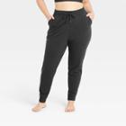 Women's Plus Size Mid-rise French Terry Joggers - All In Motion Black