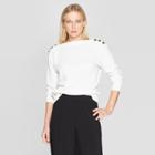 Women's Long Sleeve Button Shoulder Sweatshirt - Who What Wear Cream (ivory)