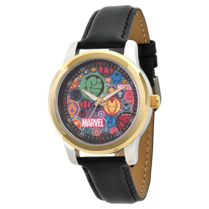 Men's Marvel Classic Avengers Logo/captain America/black Widow/iron Man Alloy Watch - Black