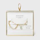Silver Plated Aventurine Coin And Cubic Zirconia Paperclip Link Bracelet - A New Day Green
