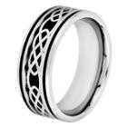 Men's Crucible Stainless Steel Carbon Fiber And Celtic Knot Design Band