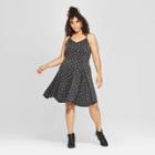 Junk Food Women's Plus Size Ac/dc Sleeveless A-line Dress - Black 1x,