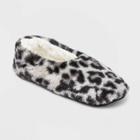 No Brand Women's Leopard Print Faux Fur Cozy Pull-on Slipper Socks - Gray