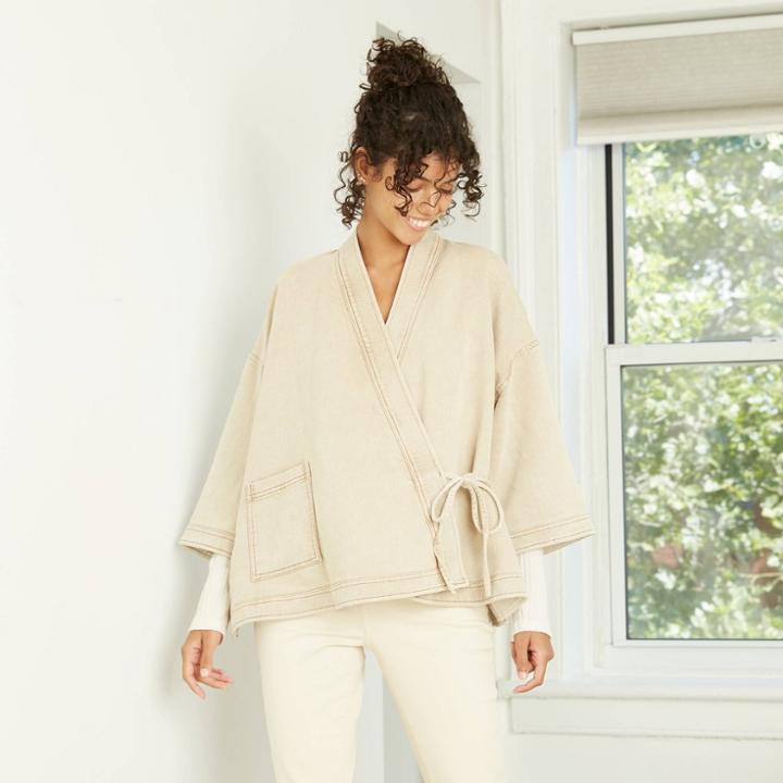 Women's Neutral Overcoat Jacket - Universal Thread Cream