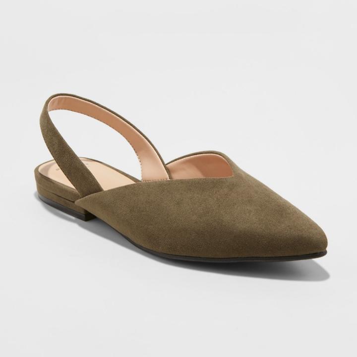 Women's Pam Wide Width V Throat Sling Back Mules - A New Day Green 9.5w,