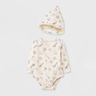 Grayson Collective Baby Gauze Bubble Long Sleeve Bodysuit Set - Cream Newborn