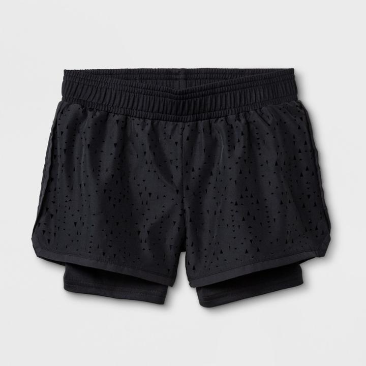 Girls' Layered Run Shorts - C9 Champion Black