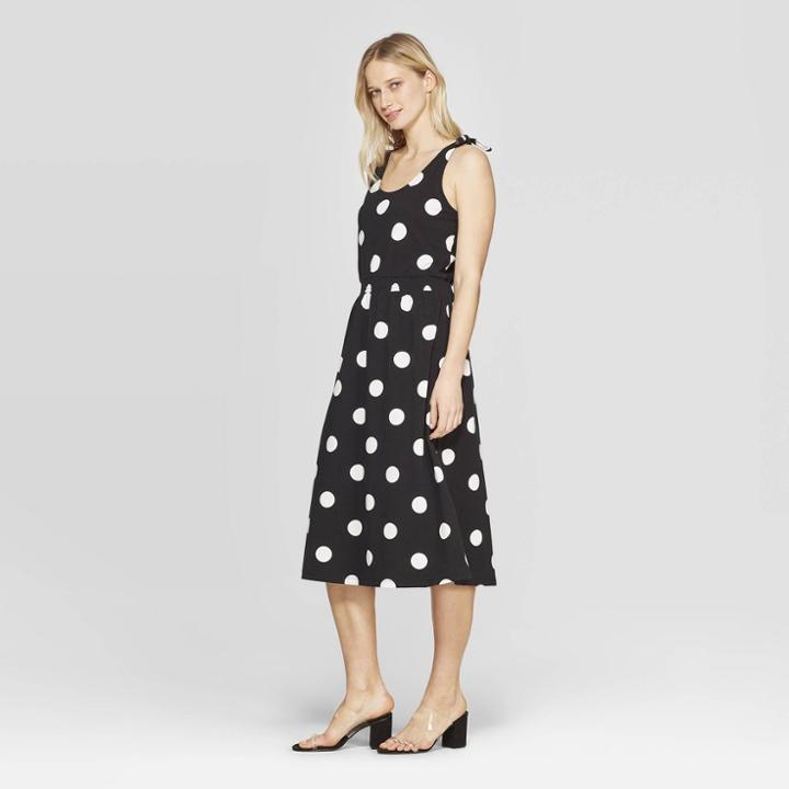 Women's Polka Dot Sleeveless Scoop Neck Maxi Dress - Who What Wear Black