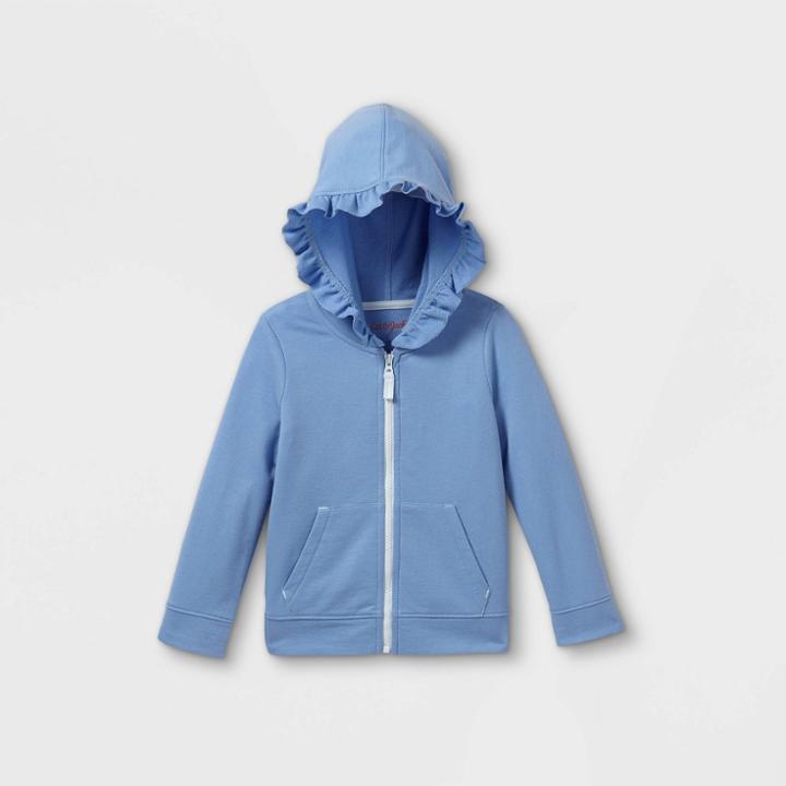 Toddler Girls' Zip-up Hoodie Sweatshirt - Cat & Jack Blue