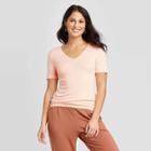 Women's Short Sleeve V-neck Fitted T-shirt - A New Day Peach S, Women's, Size: