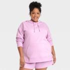 Women's Plus Size Fleece Lounge Hooded Sweatshirt - Ava & Viv Pink X
