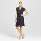 Women's Woven Dot Printed Pleated Front Shirtdress - Chiasso Black/white