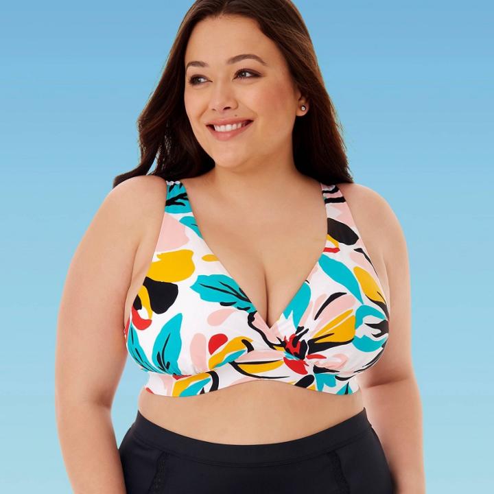 Women's Plus Size Slimming Control Lace-up Back Bikini Top - Beach Betty By Miracle Brands 1x, Women's, Size: 1xl,