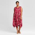 Women's Plus Size Printed A Line Dress - Ava & Viv Burgundy X, Purple