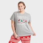Women's Plus Size Holiday Gnomes Matching Family Pajama T-shirt - Wondershop Gray