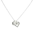 Zirconite Heart Charms Pendant Necklace Silver