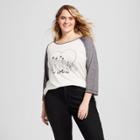 The Beatles Women's Plus Size Beatles All You Need Is Love Long Sleeve Raglan Graphic T-shirt - White