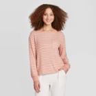 Women's Striped Perfectly Cozy Lounge Sweatshirt - Stars Above Rust Xs, Women's, Red