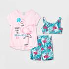 Jellifish Kids Girls' 3pc Flamingo Pajama