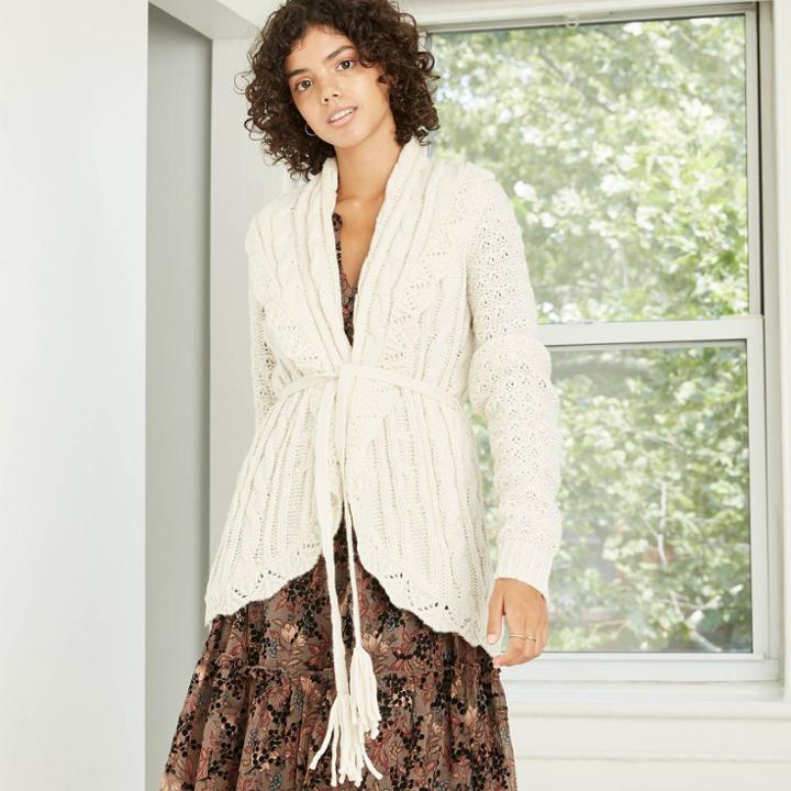 Women's Belted Cardigan - Knox Rose White
