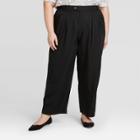 Women's Plus Size Mid-rise Pleated Pants - Ava & Viv Black