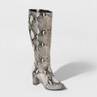 Women's Birgitte Animal Print Heeled Tall Fashion Boots - A New Day White