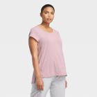 Women's Cap Sleeve Perforated T-shirt - All In Motion Pink S, Women's,