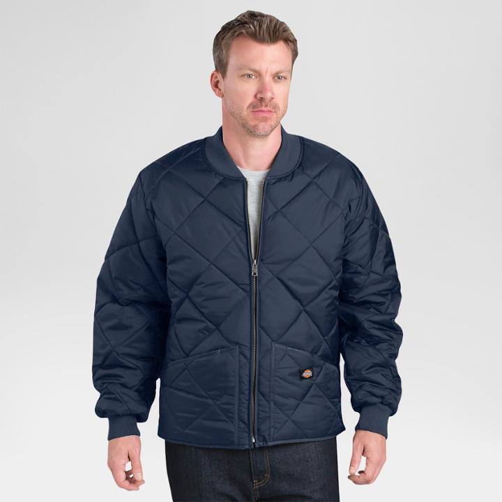 Dickies Men's Big & Tall Diamond Quilted Nylon Jacket- Dark Navy Xl Tall,