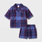 Girls' Plaid Flannel Pajama Set - Art Class Purple/navy Blue