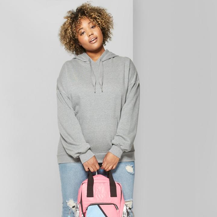 Women's Plus Size Oversized Hoodie - Wild Fable Heather Gray