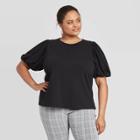 Women's Plus Size Short Sleeve Scoop Neck T-shirt - A New Day Black 1x, Women's,