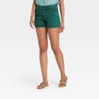 Women's High-rise Midi Jean Shorts - Universal Thread Green