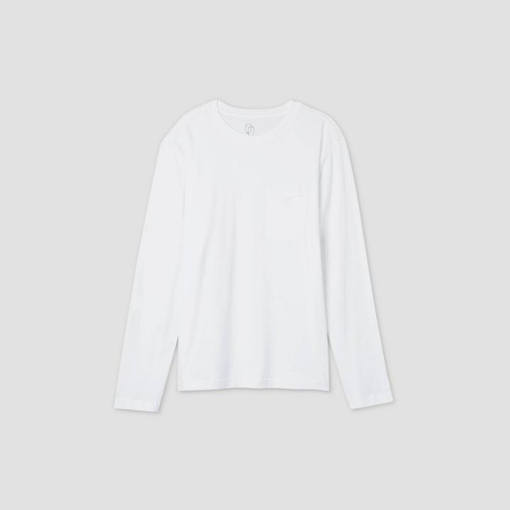 Men's Long Sleeve Boxy Pocket T-shirt - Original Use White