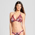 Women's Crochet Trim Triangle Bikini Top - Xhilaration Clay Floral D/dd Cup, Red
