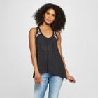 Women's Polka Dot Embroidered Tank Top - 3hearts (juniors') Black