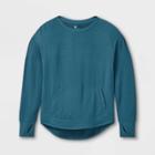Girls' Cozy Lightweight Fleece Crewneck Sweatshirt - All In Motion Blue
