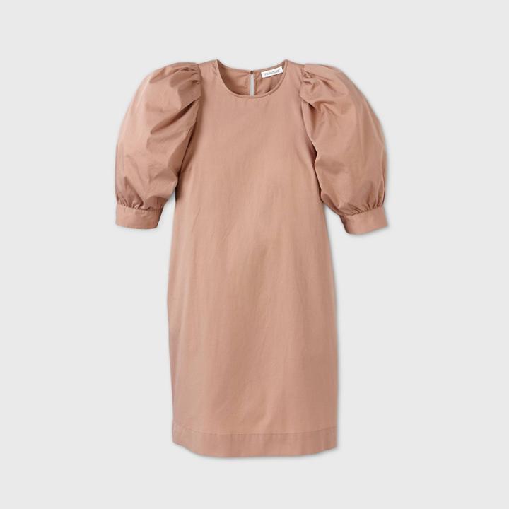 Women's Puff Elbow Sleeve Sheath Dress - Prologue Gold