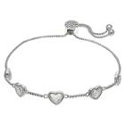 Target Women's Adjustable Bracelet With Clear Swarovski Crystal Heart Stations In Silver Plate - Clear/gray