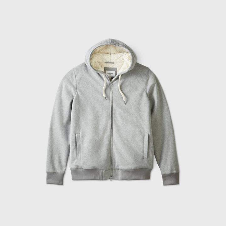 Men's Tall Fullzip Sherpa Lined Hooded Fleece Jacket - Goodfellow & Co Gray