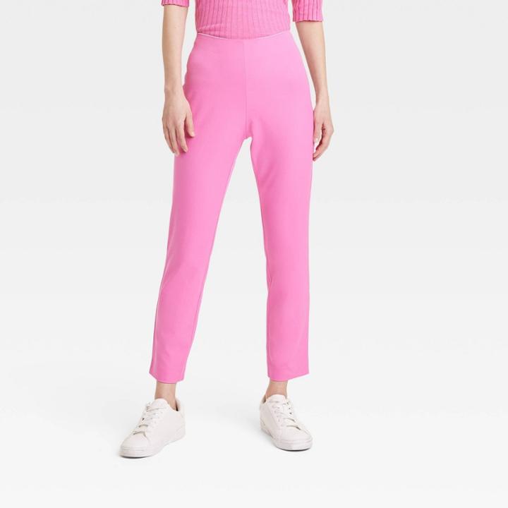 Women's High-rise Slim Fit Ankle Pants - A New Day Pink