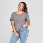 Women's Plus Size Short Sleeve Pink Wine Graphic T-shirt - Zoe+liv - Gray