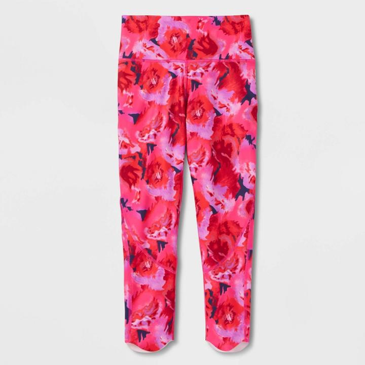 Girls' Performance Cropped Leggings - All In Motion Neon Pink