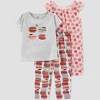 Carter's Just One You Toddler Girls' 3pc Macaroons And Hearts Pajama Set - 12m, One Color
