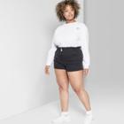 Women's Plus Size Long Sleeve Skater With Embroidered Heart T-shirt - Wild Fable Fresh White